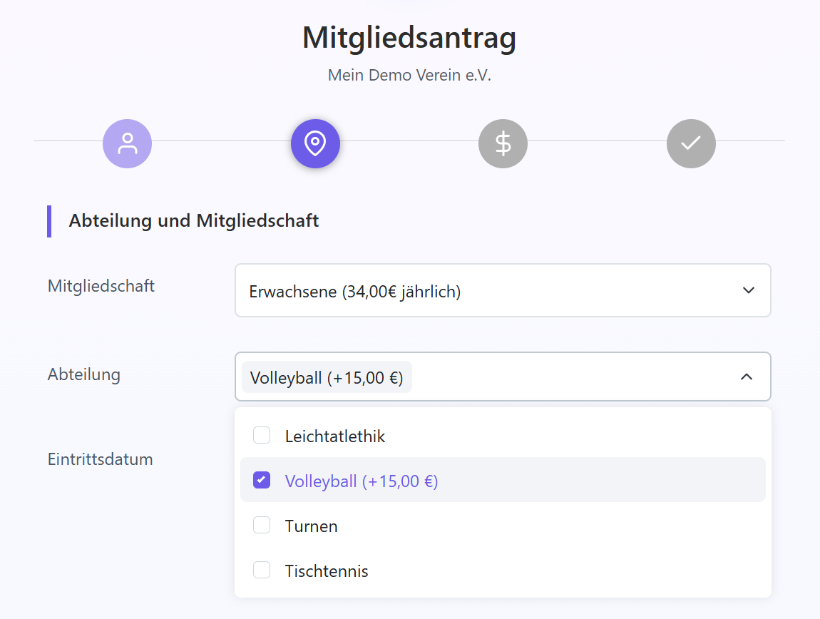 Abteilungspreise pro Mitgliedschaft