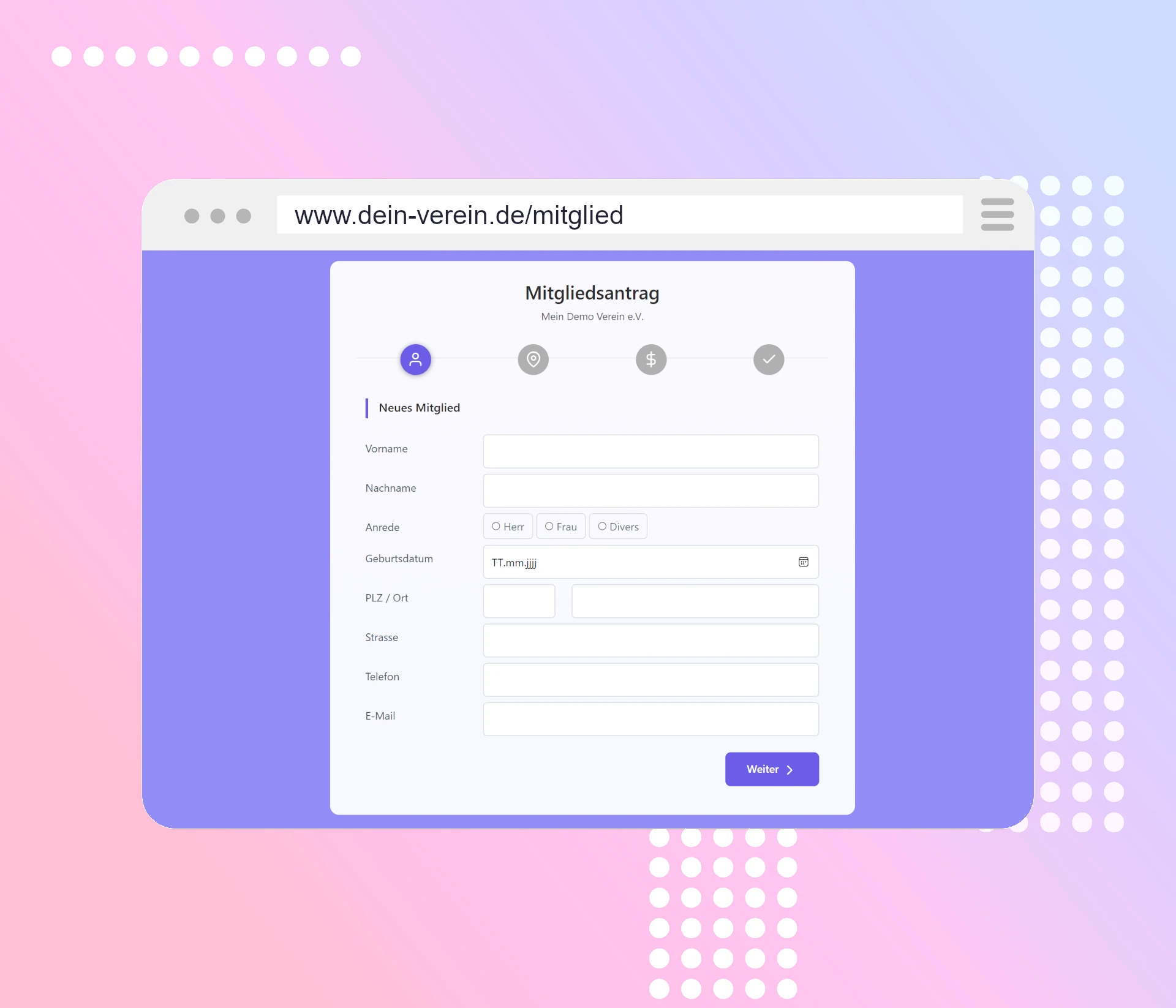 Online-Antrag veröffentlichen